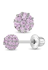 stunning fireball pink cubic zirconia stud baby earrings